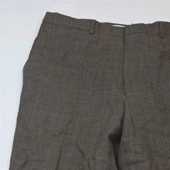 Vtg USA Made 42R 32x30 Brown Glenn Check Wool Mens Jacket Pants Suit